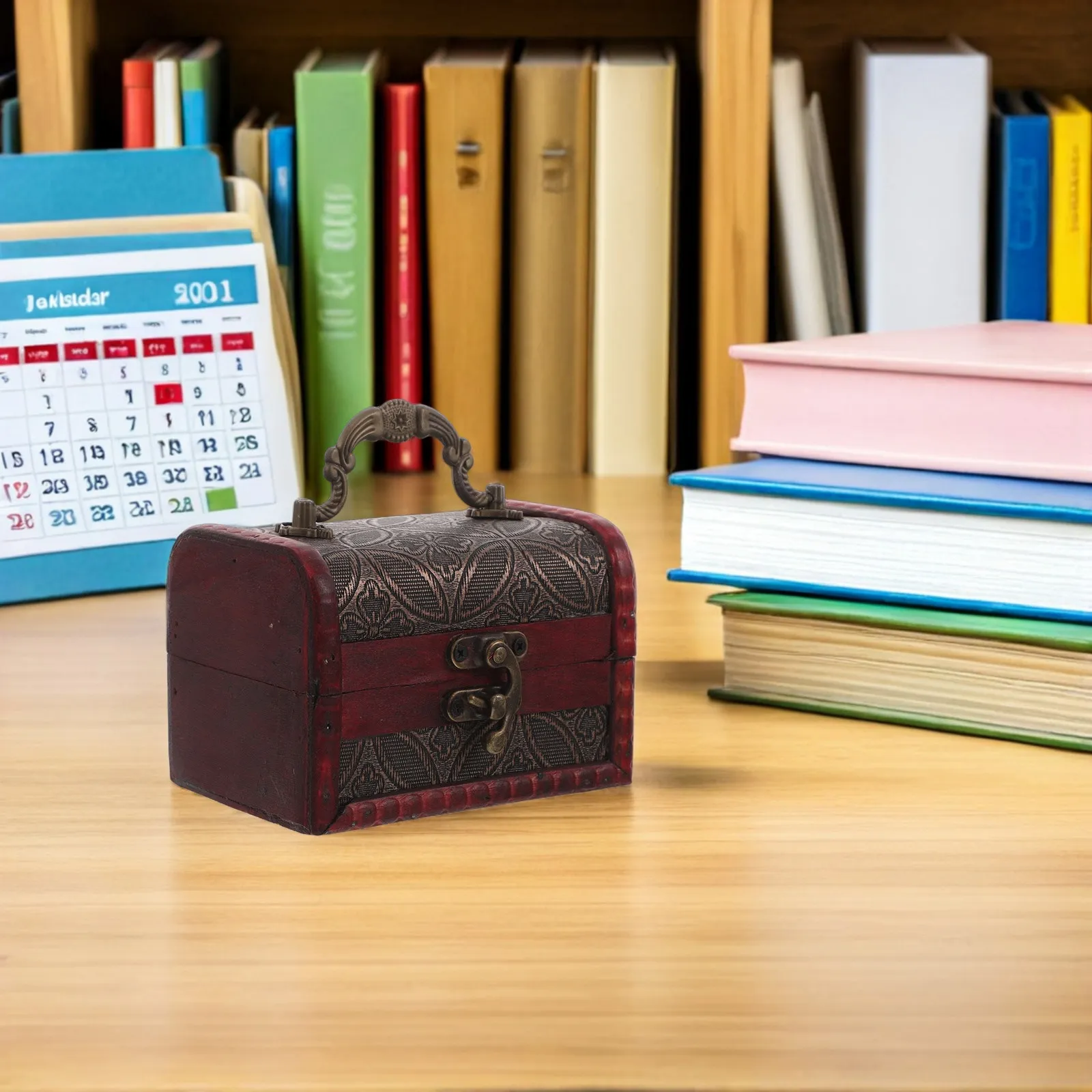 

Набор из 3 винтажных шкатулок-сундуков для украшений, ретро-органайзер для хранения сувениров, декоративная коробка для хранения с крышкой, красная винтажная шкатулка для украшений