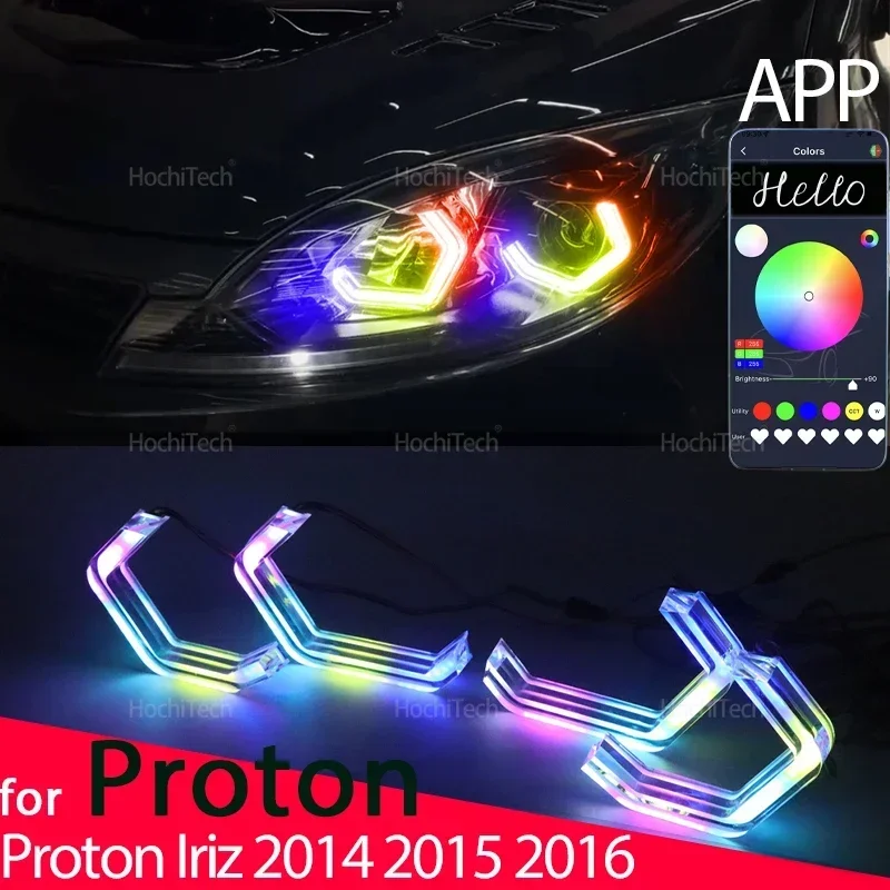 

Для Proton Iriz 2014 2015 2016, струящееся DRL, разноцветное кольцо с управлением через приложение M4, светодиодное кольцо с ангельскими глазами и указателем поворота