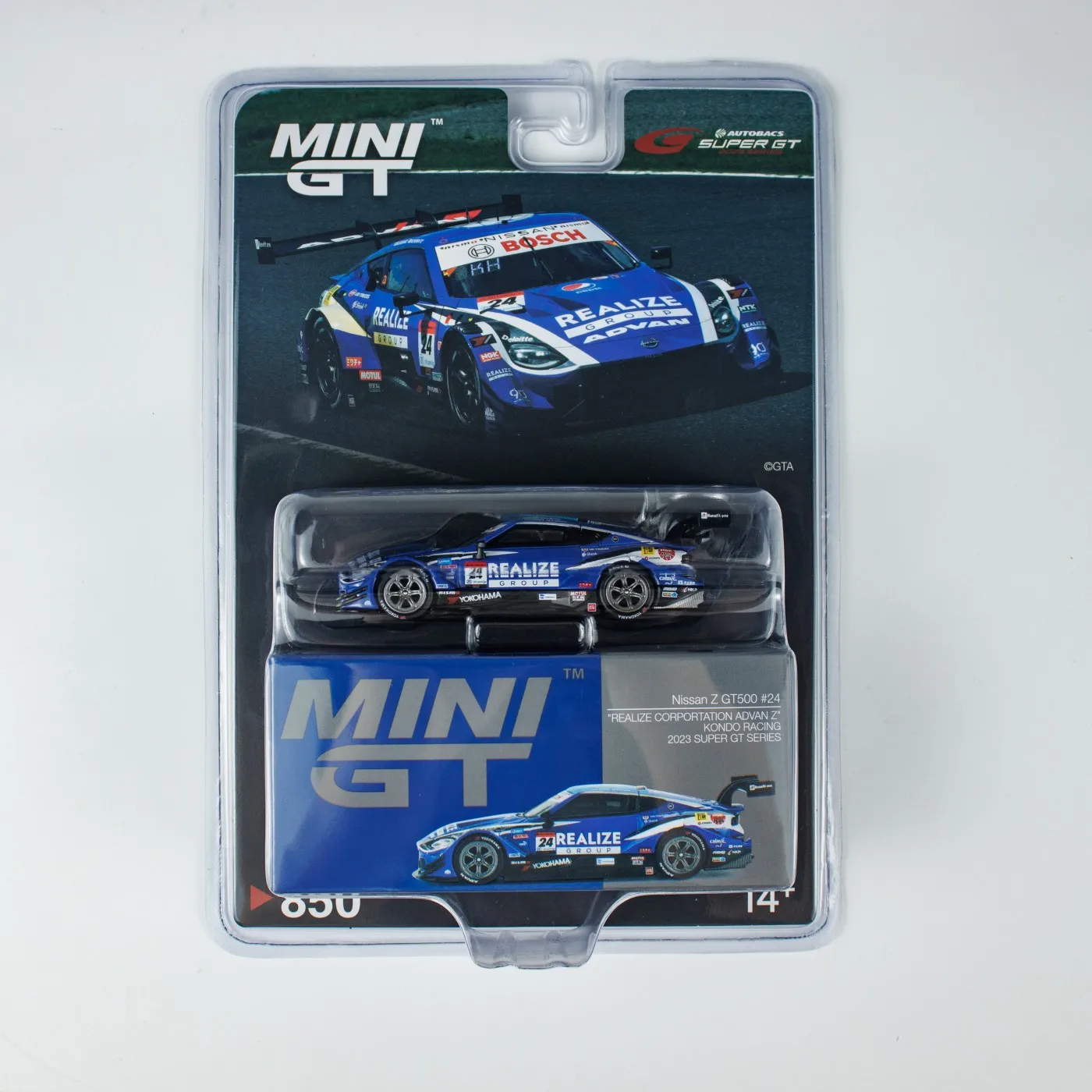 

ТСМ МИНИГТ 1/64 # 850-BL Nissan Z GT500 # 24, литая под давлением модель автомобиля из сплава Super GT, коллекция, подарок