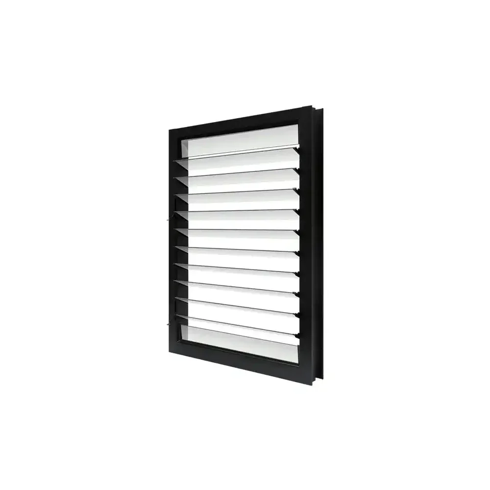 *R# Black aluminum frame glass  thermal break fire rated louver windows