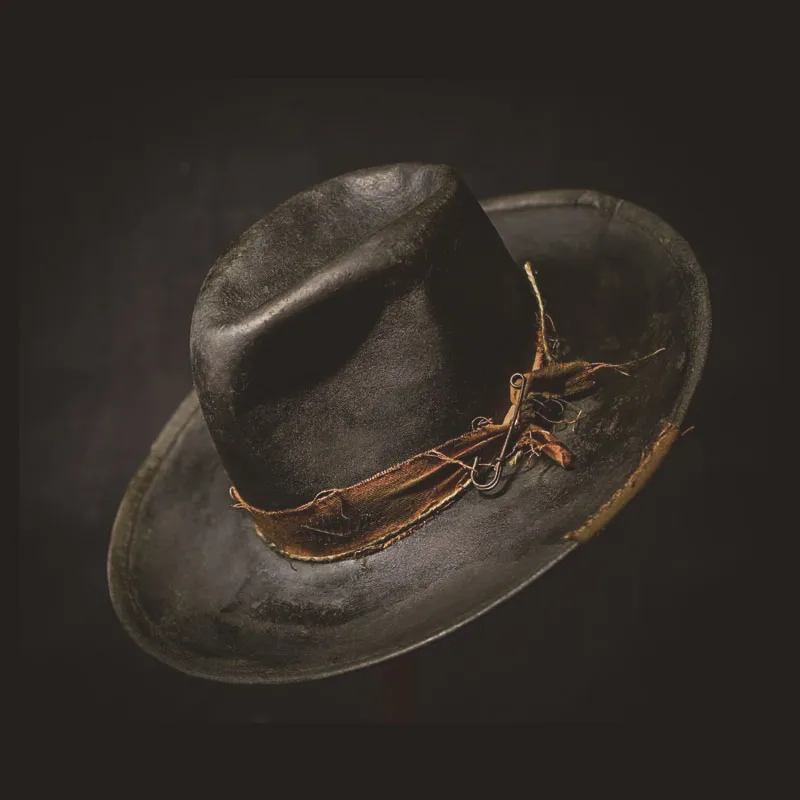 

Hot-Selling Wool Felt Hat with Ribbon Decoration, Folded Edge, Vintage Distressed Style, Pure Wool Hat