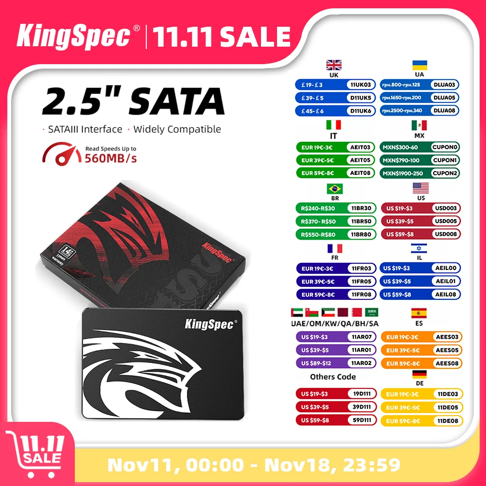 KingSpec SATA SSD 120gb 128gb 240GB 256gb 512gb 1TB 2TB SSD Hdd 2.5 Inch SATA3 SATA2 Solid State Drive for Laptop Desktop P3 P4