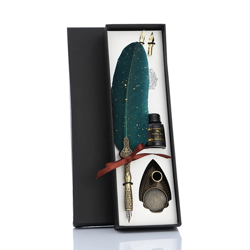

1 Set Practical Classic Texture Practical Calligraphy Feather Dip Pen Quill Fountain Writing Portable Wedding Gifts