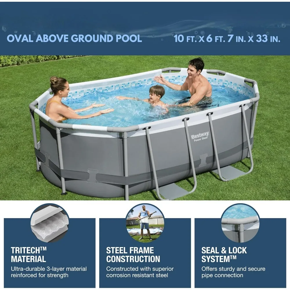 Imagem -02 - Outdoor Garden Pool Grupo Inclui Bomba de Filtro e Chemconnect Dispenser Oval Grande Piscina Familiar 10 x x 33