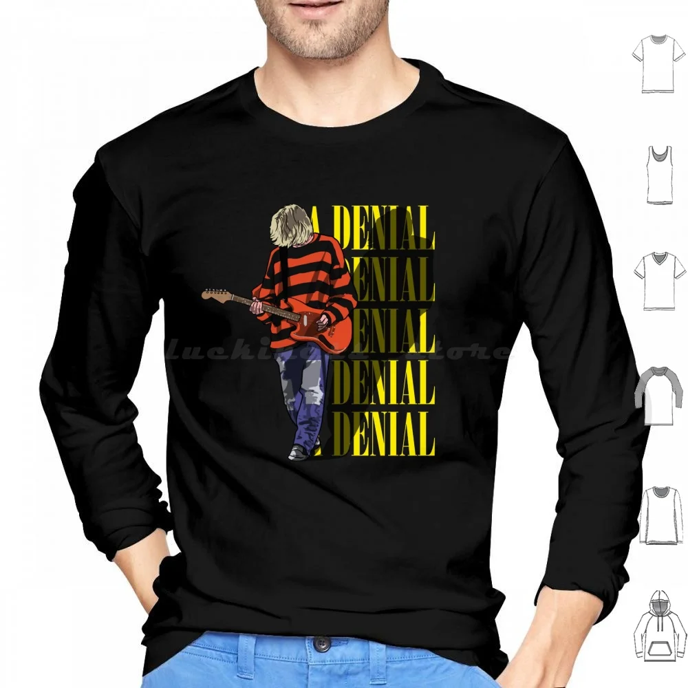 A Denial Hoodies Long Sleeve Kurt Nevermind Grunge Seattle Metal Heavy Metal Smells Like Teen Spirit Music Lyrics Guitar