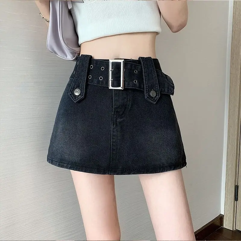 High Waist A Line Short Mini Denim Skirt Slim Fit Trendy Summer Fashion For Women Hugging Skirt Shorts Hybrid