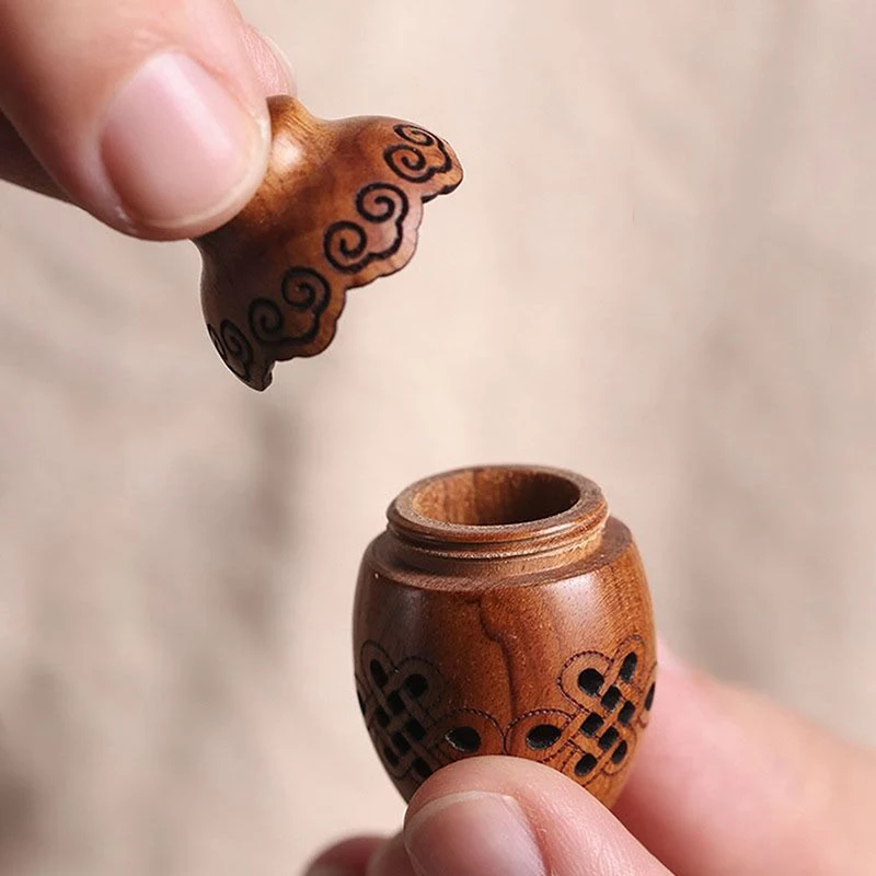 1 قطعة الخشب الطبيعي لوتس شكل زجاجة عطر البخور توسيع خشب الصندل الصغير المحمولة مختومة جرة قلادة المعلقات الحاويات