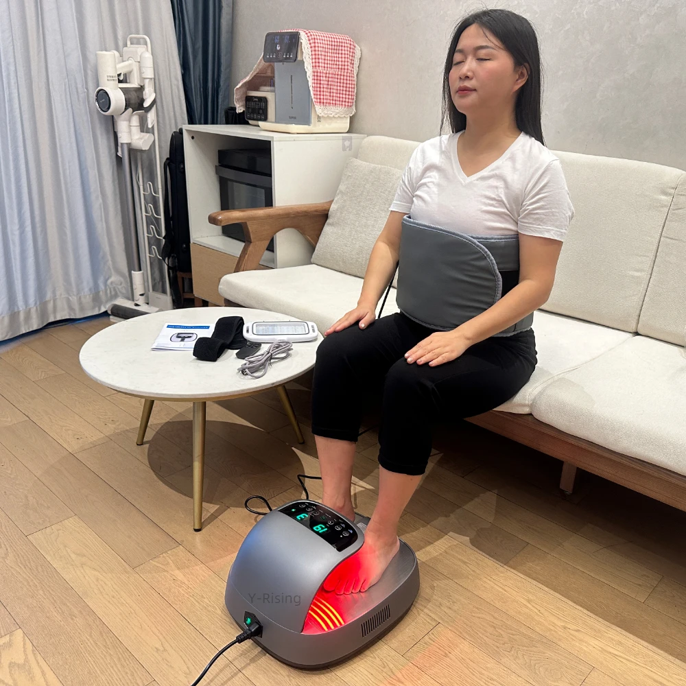 

2025 New Technology Plasma Function Terahertz RF Thermal Black Titanium Energy Pedal Massage Machine Red And Blue Light 2 In 1