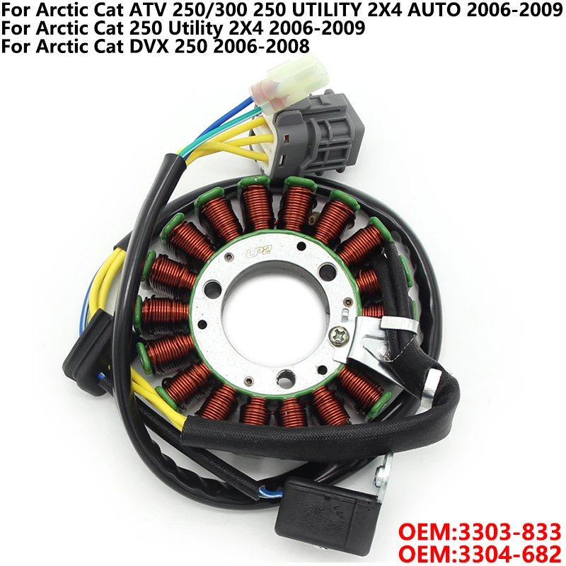 

Катушка статора генератора для Arctic Cat ATV 250/300 250 UTILITY 2X4 AUTO DVX 250 Utility 2X4 2006 2007 2008 2009 3303-833 3304-682