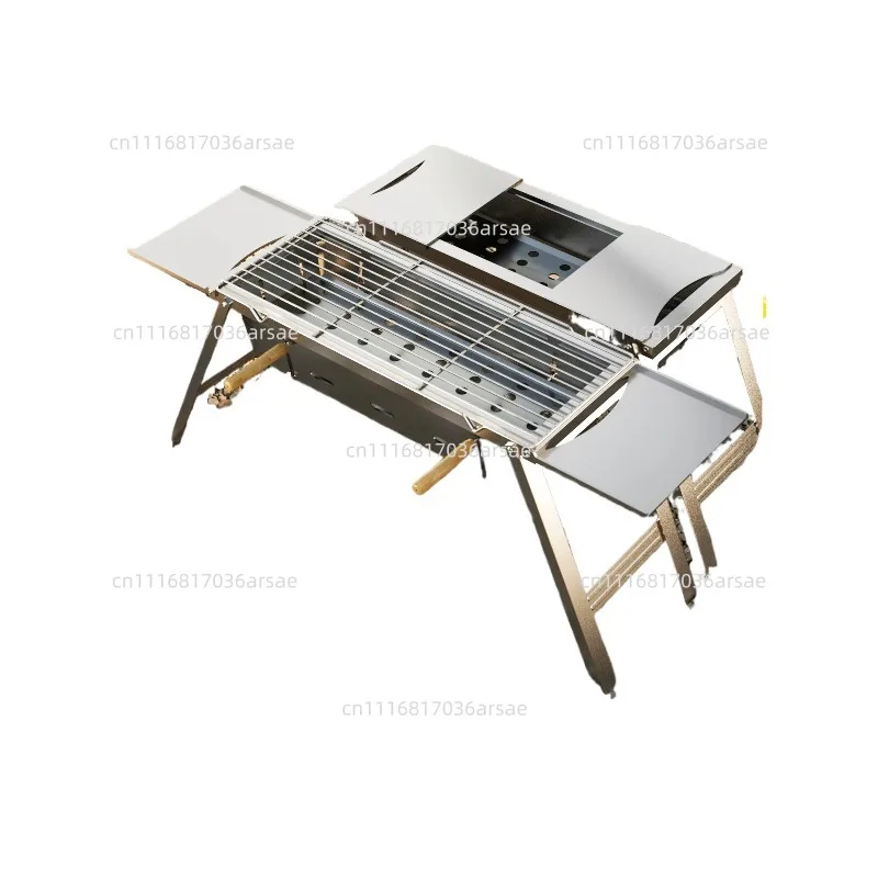 BBQ Grill Camping Turnover The Top BBQ Grid Could Over Turn 360⁰ Through The Handle Charcoal Stainless Steel Grill Foldable