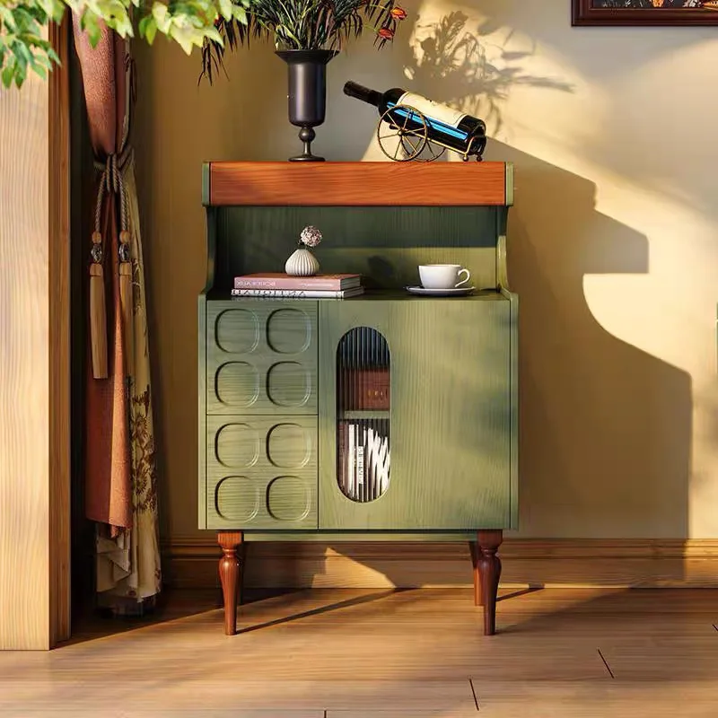 French medieval dining side integrated solid wood simple retro style living room against the wall storage porch locker c