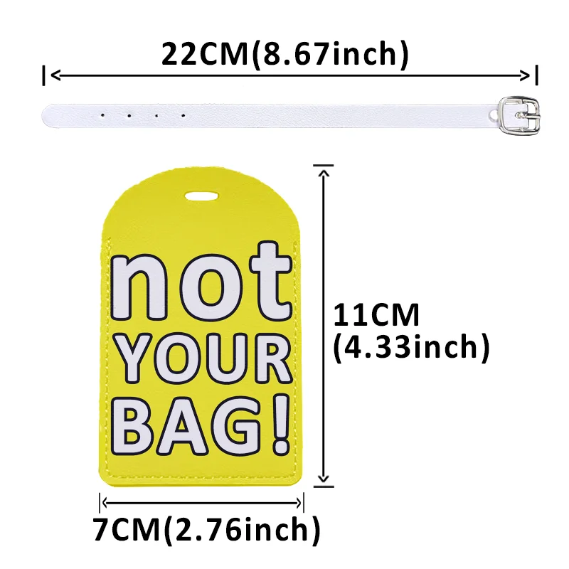 PU Leather Travel Luggage Tags with Privacy Cover for Suitcase Handbags Backpacks Men Women Text Series Baggage Tags
