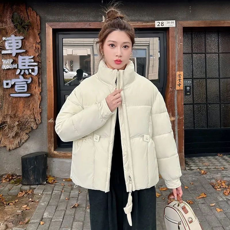 New Womens Down Cotton Jacket Short Fashion Autumn Winter Thicke Warm Padded Jacket Stand-up Collar Female Casual Cotton Clothes