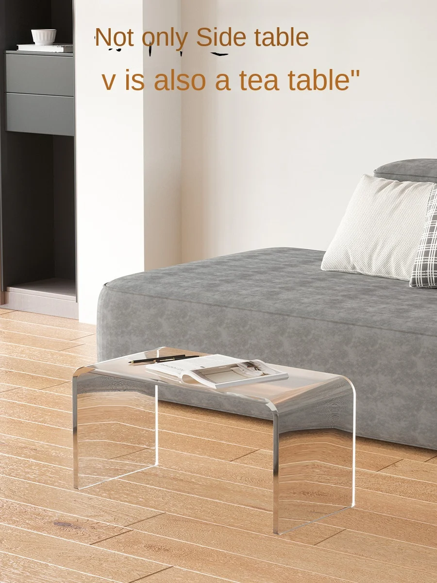 Light luxury acrylic side table, sofa, small side table, simple living room, window, tea table, Nordic bedroom, transparent