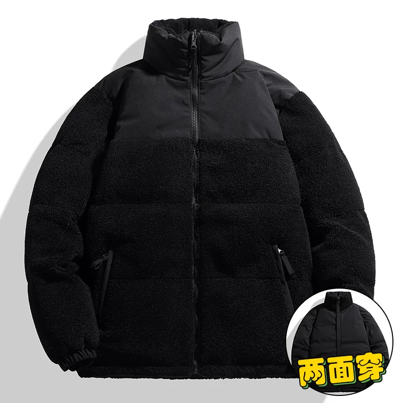 New Fashion Winter Men Stand Collar Long Sleeve Zipper Solid Color Simple Basic Casual Daily Parkas Winter Male Coats Clothes