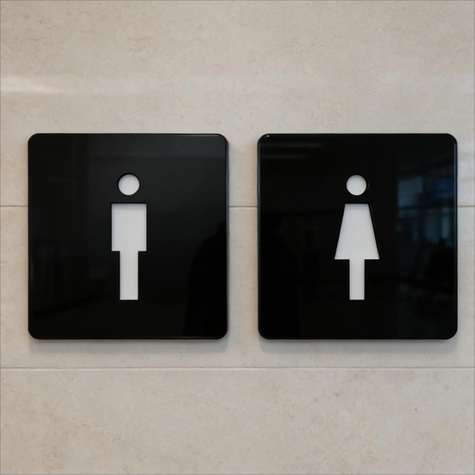 Men Women 3D Acrylic Bathroom Sign, Self-Adhesive Restroom Wall Decor for Hotel Restaurant, Holiday Gift
