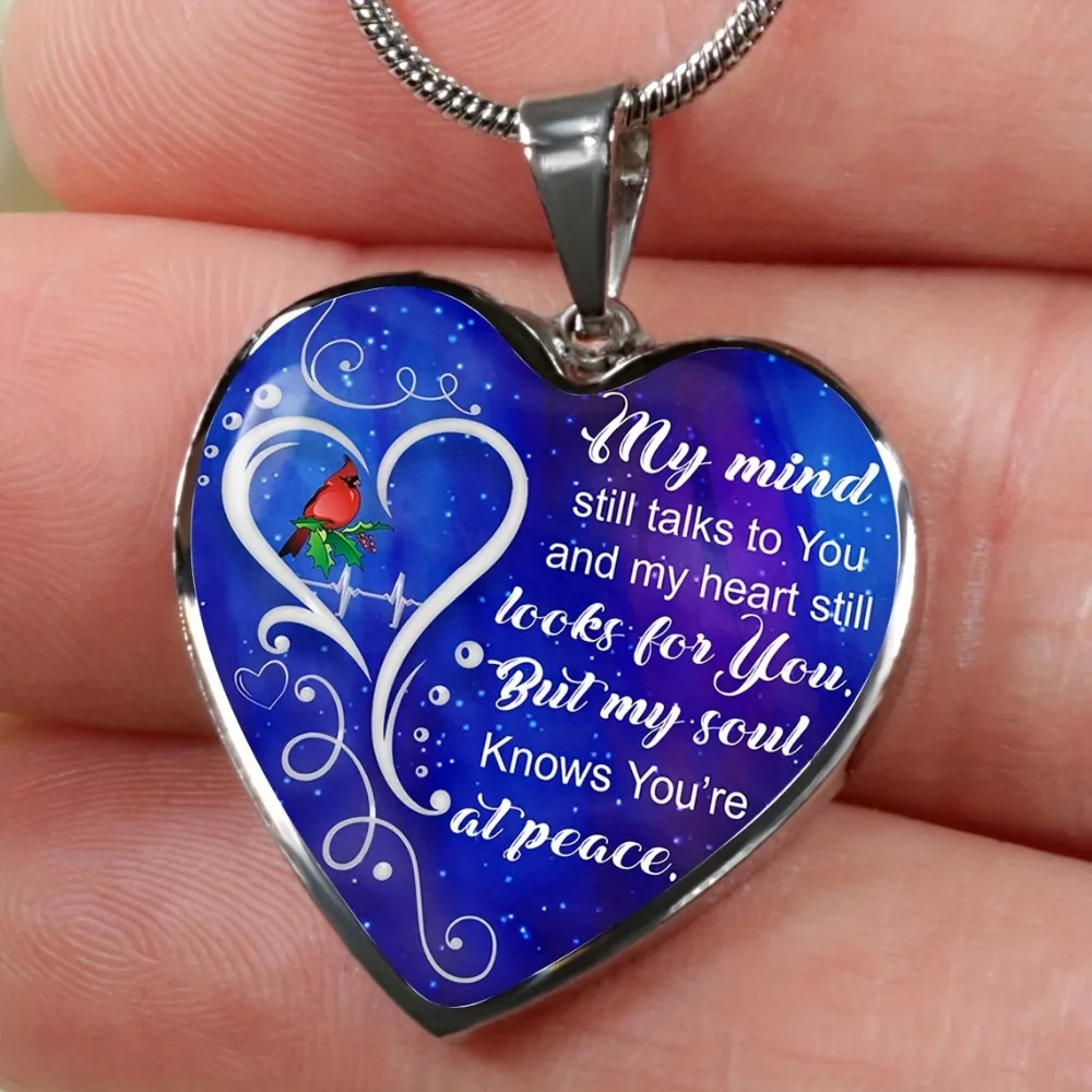 Heart-Shaped Memorial Necklace - My Thoughts Still Talk To You Necklace for Women Jewelry Pendants Chain