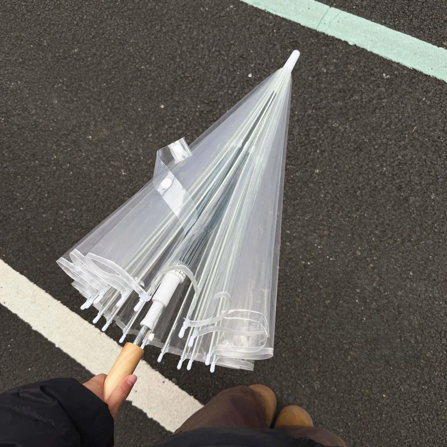 

Thickened Long Handle Umbrella for School Use Teenagers Automatic Windproof Transparent Rain Umbrella with Bend Hook Youth