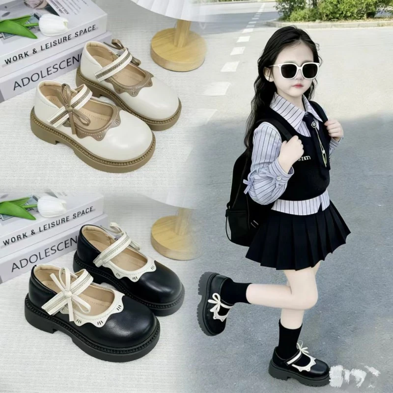 

Детские туфли для девочек-принцесс с милым бантом, новинка 2026 года, летние школьные танцевальные туфли с мягкой подошвой, простые классические туфли Мэри Джейн на плоской подошве