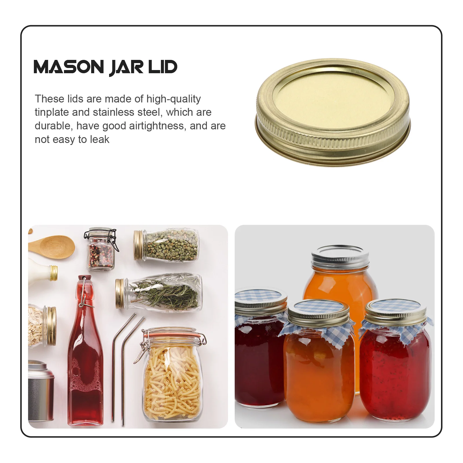 

20 Pcs Tinplate Cover Mason Jar Lids Can Cans Stainless Steel Jars Fruit Preservation Sealing