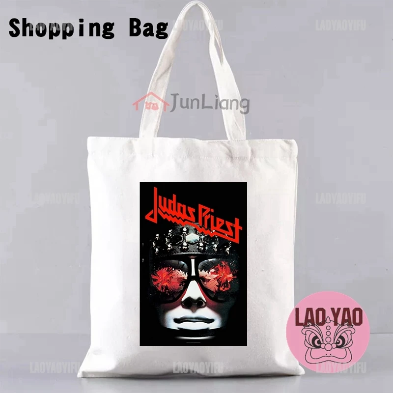 Judas Priest Band Totebag Shopping Bags Women Shopper Bag Tote Aesthetic Woman Cloth Canvas