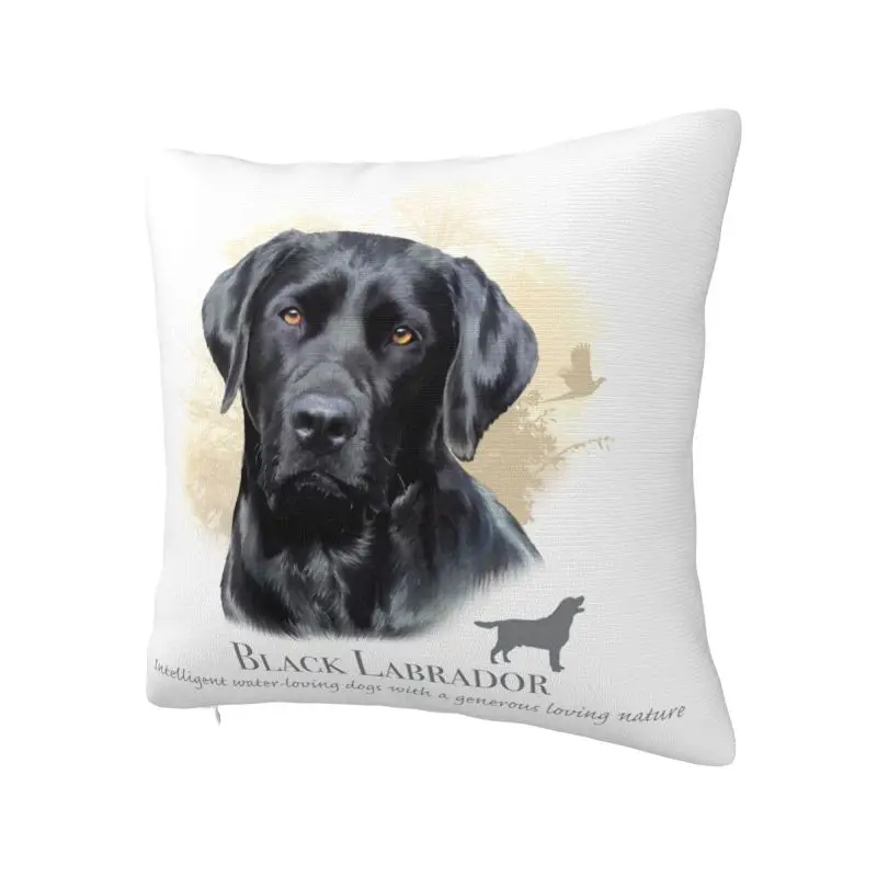 Black Babrador Cushion Cover 40x40 cm Polyester Soft Pet Animal Dog Throw Pillow Case For Sofa Chair Home Decor Pillowslip