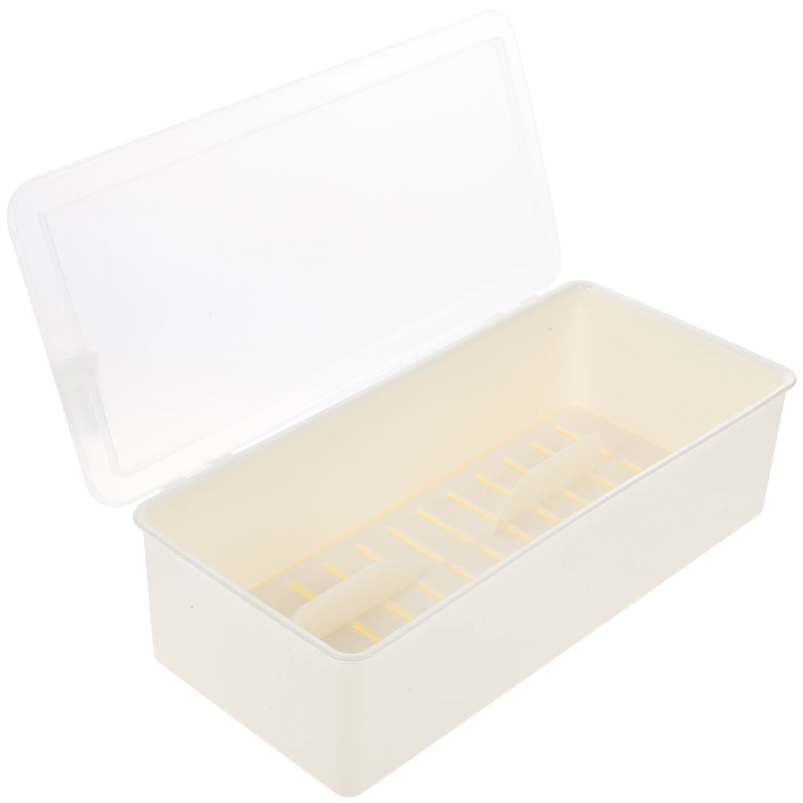 

Cutlery Storage Box PP Chopsticks Spoon Fork Organizer Transparent Lid Beige Kitchen Utensil Holder Draining Tray Design