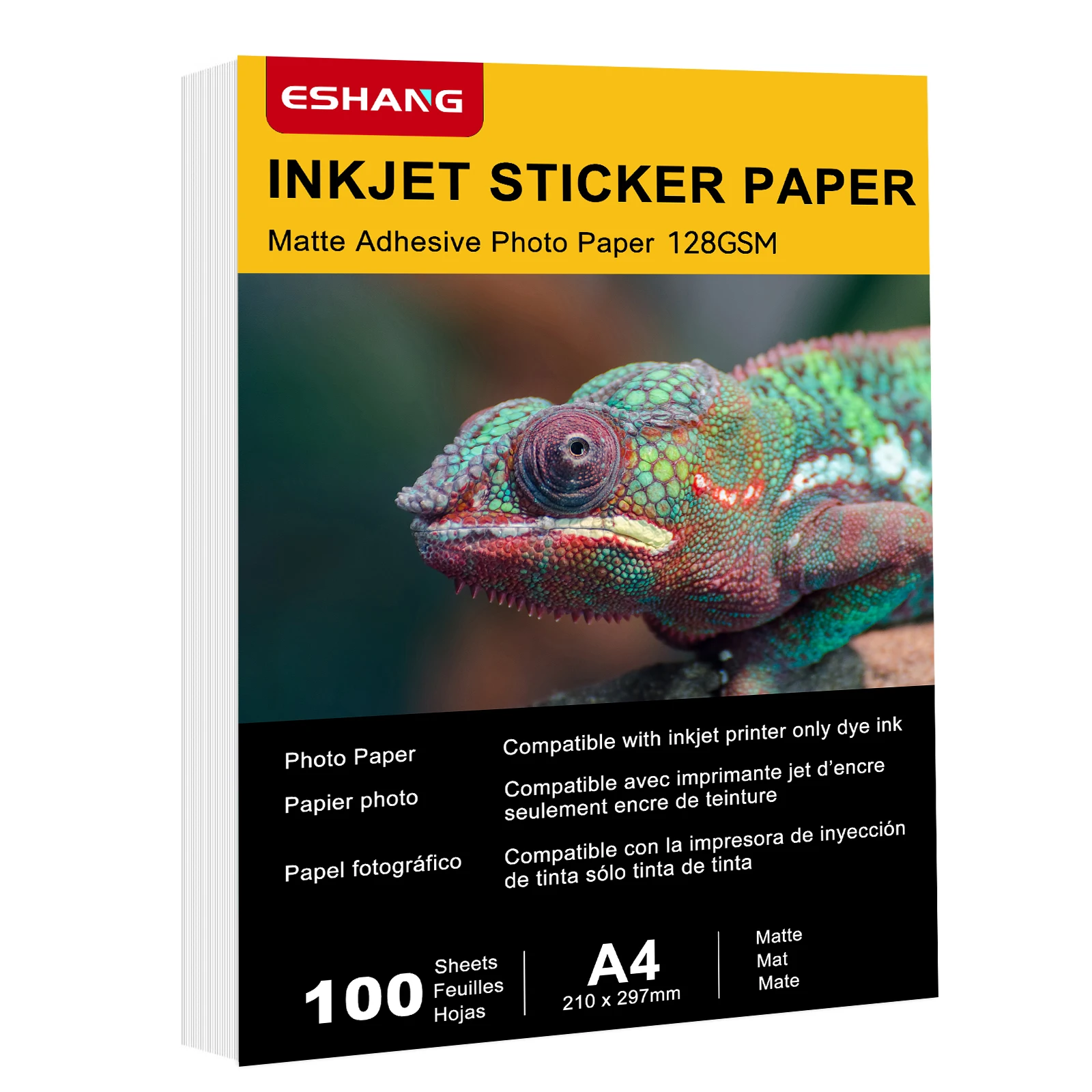 A4 128 GSM 100 ورقة قابلة للطباعة ماتي ملصق ورق طباعة الصور 8.3x11.7 "ورقة كاملة النافثة للحبر ورق طباعة الصور ذاتية اللصق