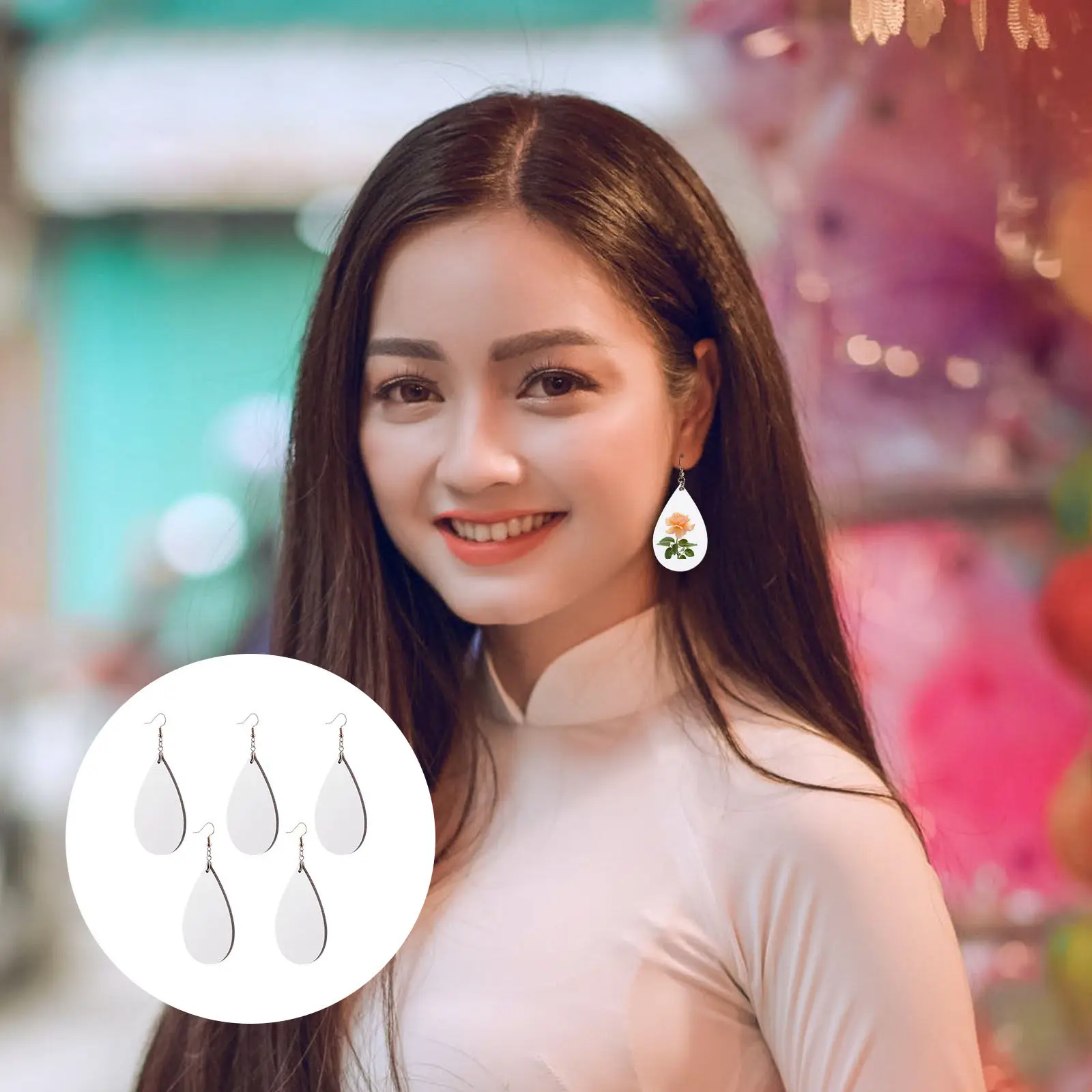 

5 пар заготовок для сублимационных серег из МДФ, материалы для изготовления украшений своими руками, заготовки для термопереноса, для индивидуального дизайна