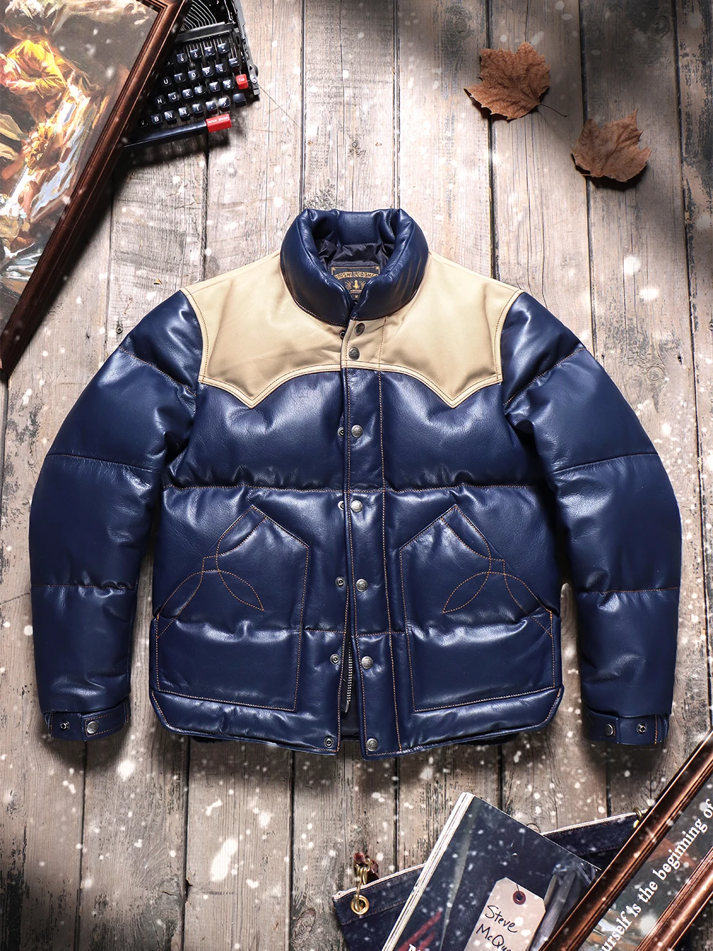 Blunt Razor Genuine Leather Down Jacket, Top Layer of Goat Skin, Men's Retro Duck Down Warm Bread Jacket, Leather Jacket