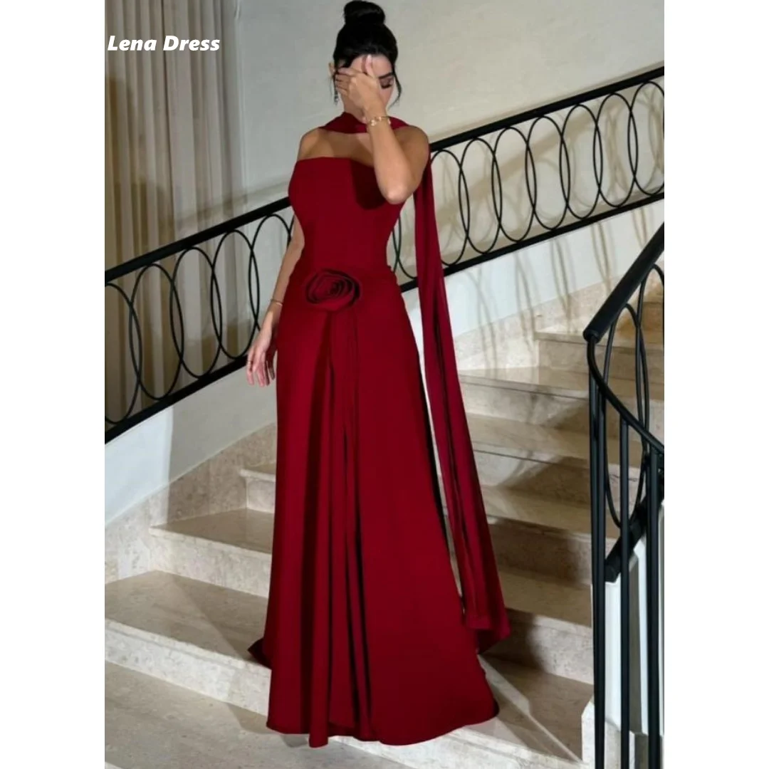 Lena Custom Made Women Evening Dress Luxury Elegant Party Dresses Woman Wedding Claret Satin Dresses for Formal Occasions Prom