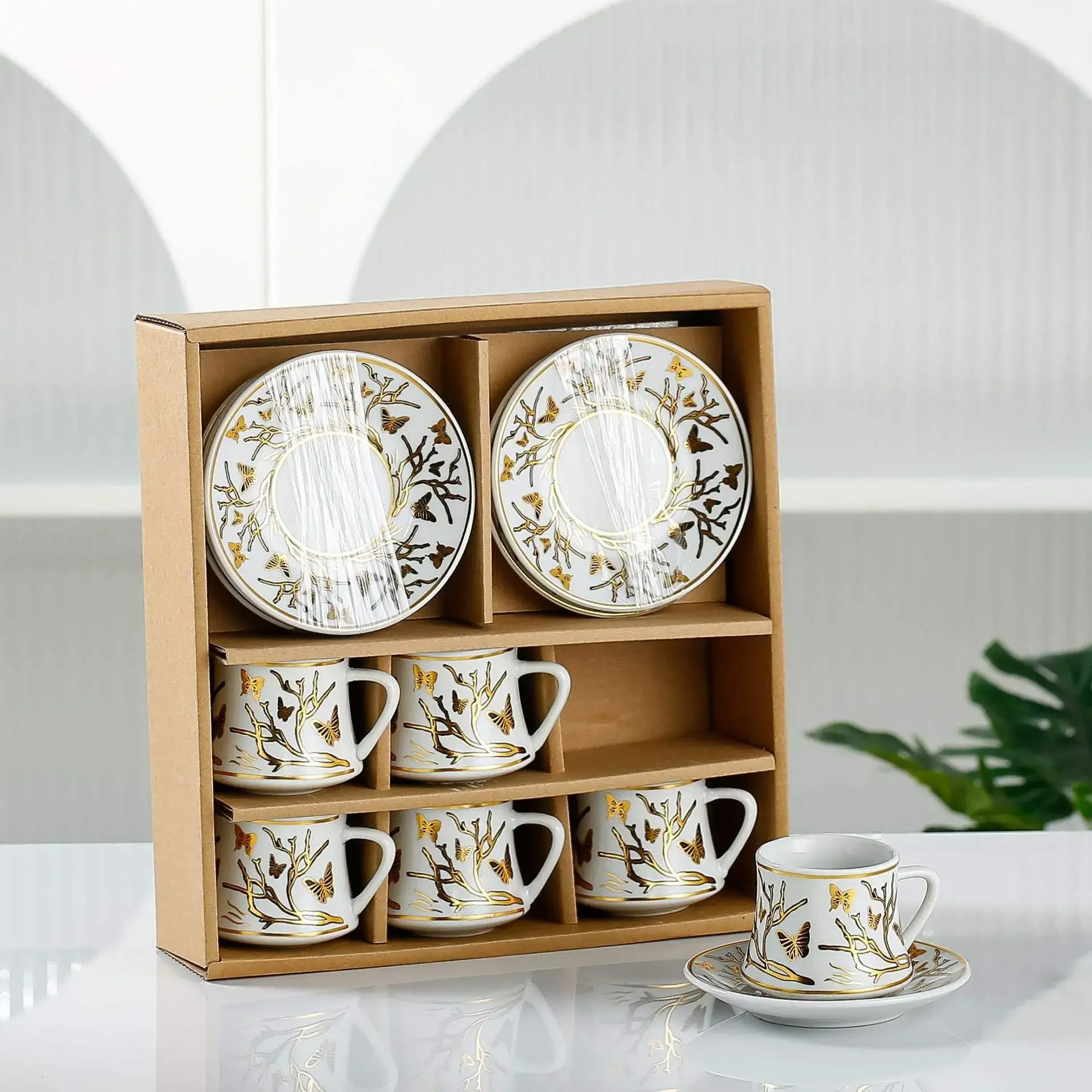 2024 new arrival products European style ceramic coffee mug gift box high value coffee cup set