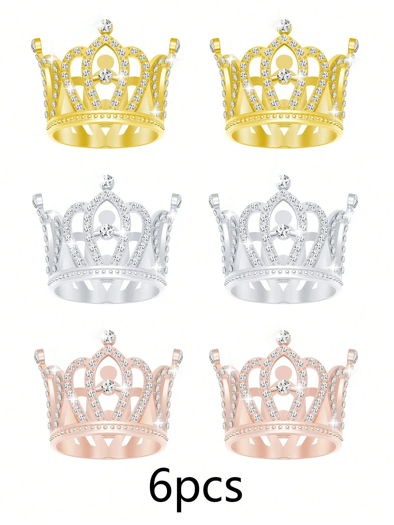 

6pcs Alloy Mini Crown Princess Headbands, Party Supplies, Holiday Party Decorations And Gift Set,Wedding Hair Accessories