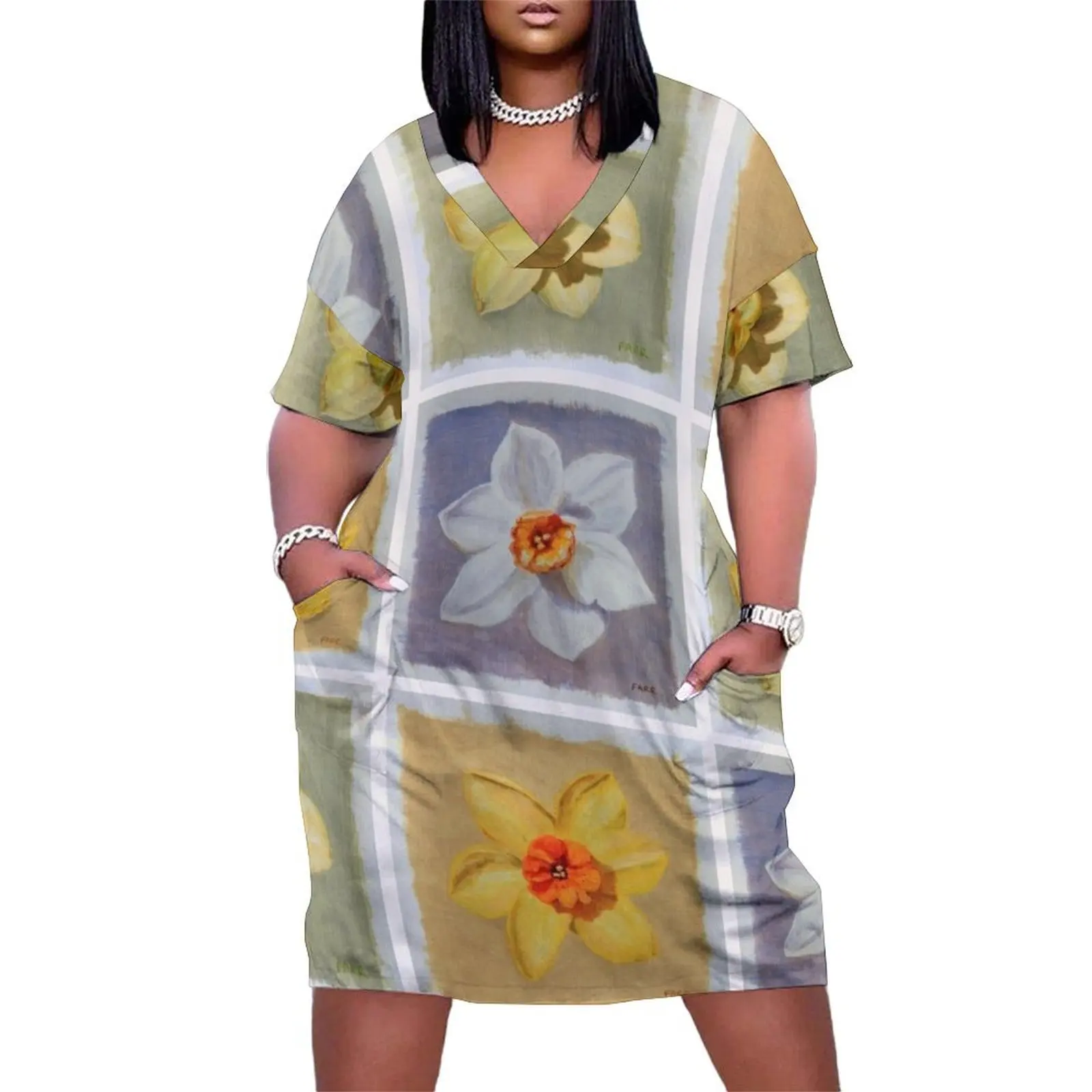 

Daffodil pattern Loose Pocket Dress evening dresses women Party dresses summer woman dress 2025