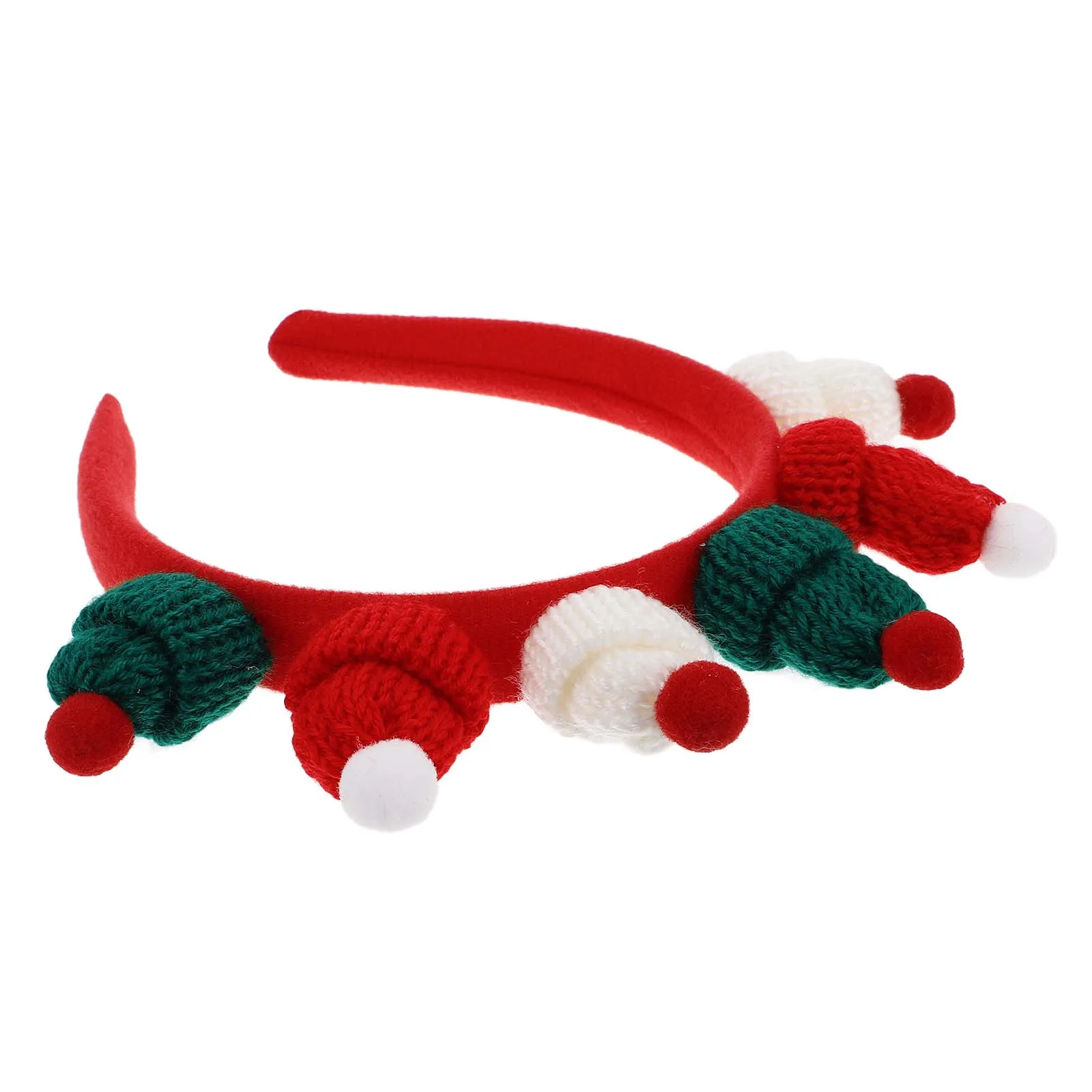 

1pcs Christmas Hat Headband Mini Red Green Lightweight Comfortable Party Accessories Reusable Yarn Kids Hair Decor Holiday