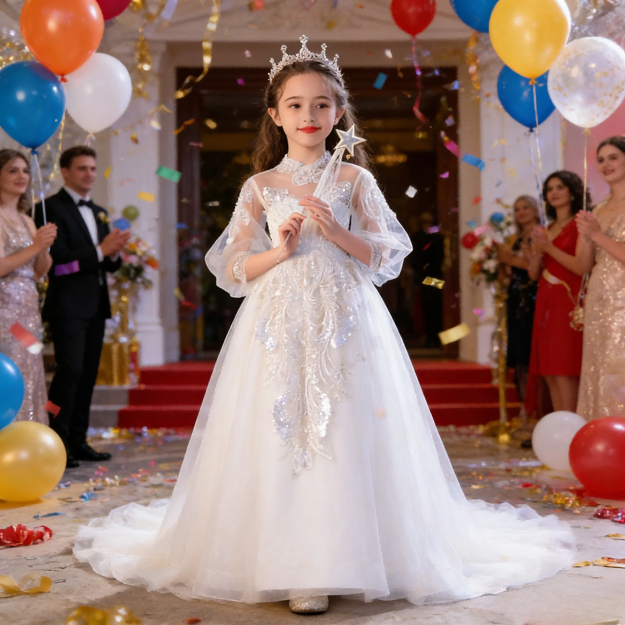 

Girls Birthday Princess Dress Children Flower Girl Wedding Celebration Costume Gown Piano Recital Fashion Show Pageant Formal