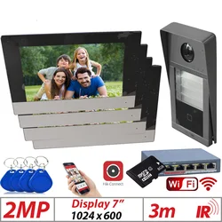 Hik mutil language 4-FAMILY VIDEO DOORPHONE SET DS-KV8213-WME1 with 4pcs DS-KH6320-WTE1  IP video door phone kit