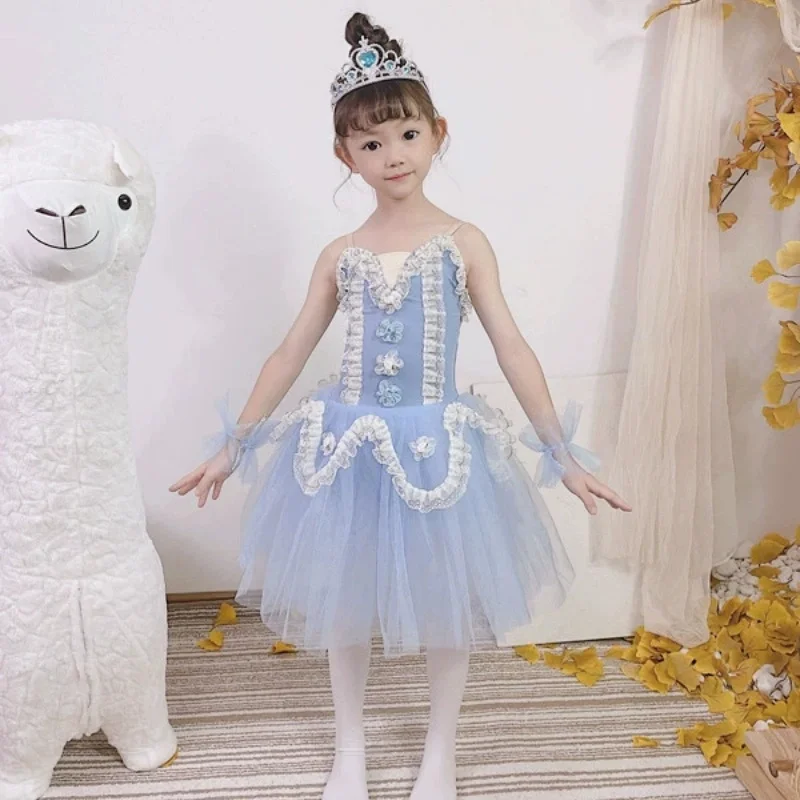 

Ballet Tutu Dress Girls Kids Romantic Ballerina Dance Dress Sky Blue Performance Ballet Dance Contemporary Costumes Girls Child