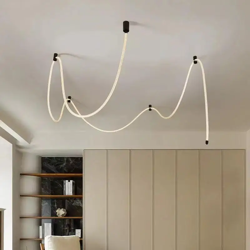 

Скандинавская лофт-вилла, пустой дуплекс, подвесной светильник для гостиной, постмодернистский дизайнерский выставочный зал, лестница, линейный светильник