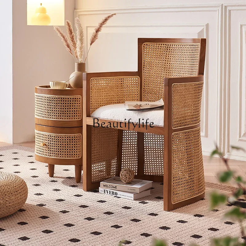 N الشمال الصلبة الخشب مقعد واحد أريكة كرسي غرفة المعيشة الرجعية كرسي الروطان