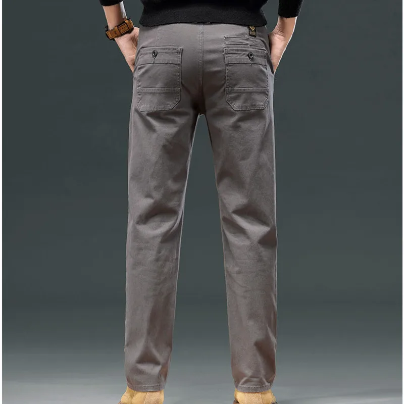 High end men's casual pants, spring and autumn loose straight tube, no ironing, cotton elastic, comfortable and versatile,