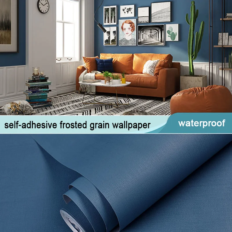 3D Frosted Grainy Surface Sticker Self Adhesive Waterproof Wallpaper for Walls in Rolls Peel and Stick Blue Teal Contact Paper