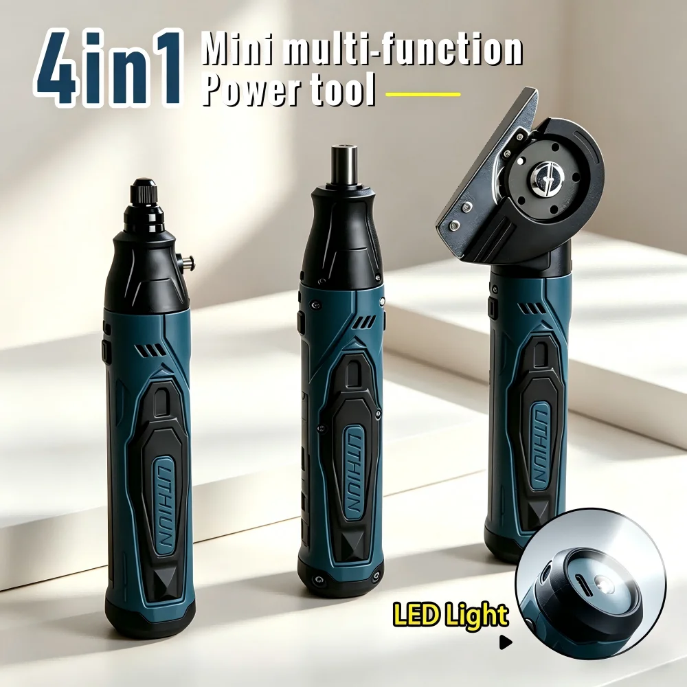 Mini Electric Screwdriver Grinder Cutter Rechargeable Adjustment 4in1 Multi-function Power Drill Disassembly Torque Repair Tools