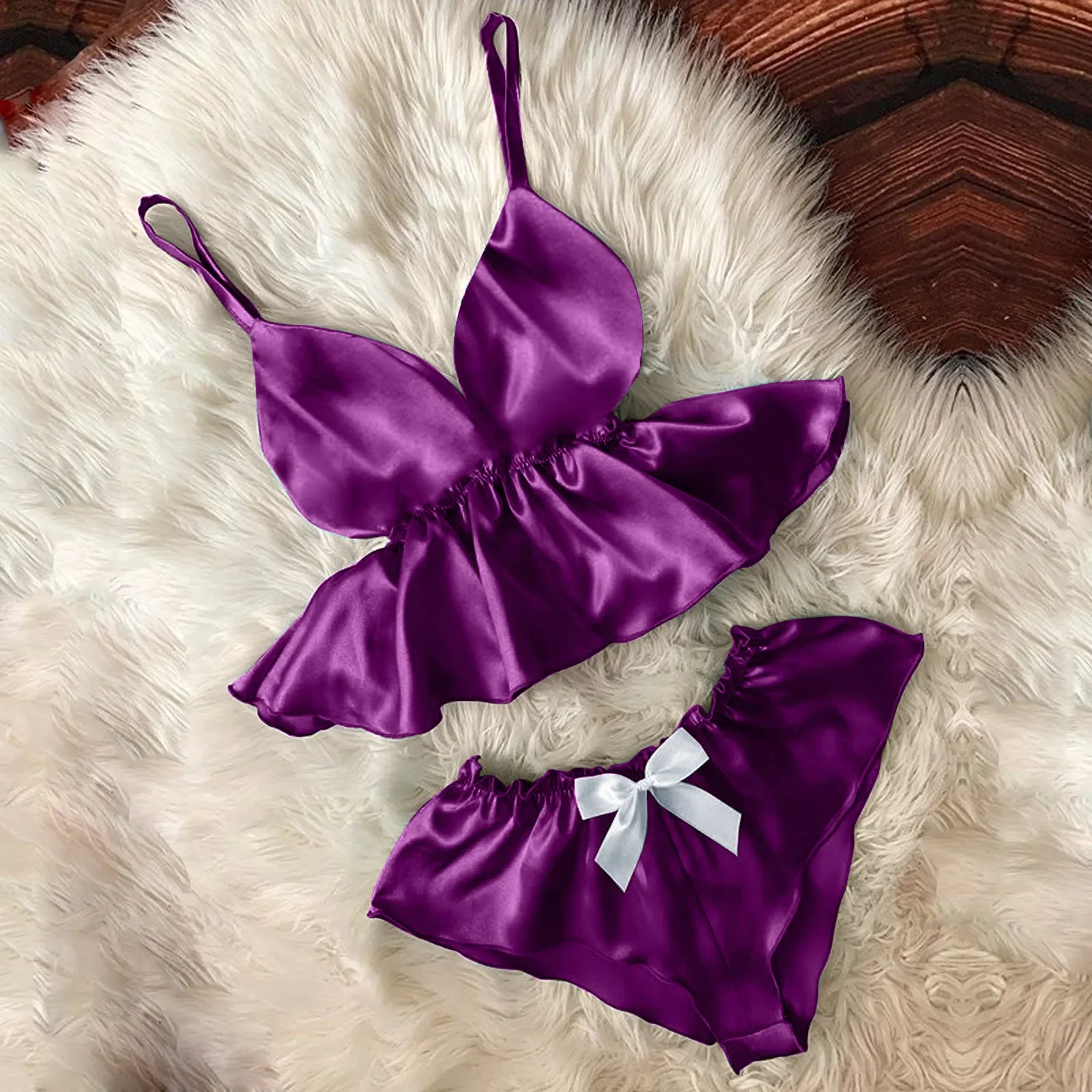 Women Sleepwear Sexy Underwear Set V-neck Bowknot Shorts Stain Camisole Gift Fast Delivery 2 Pieces Femme Clothes Home Clothes