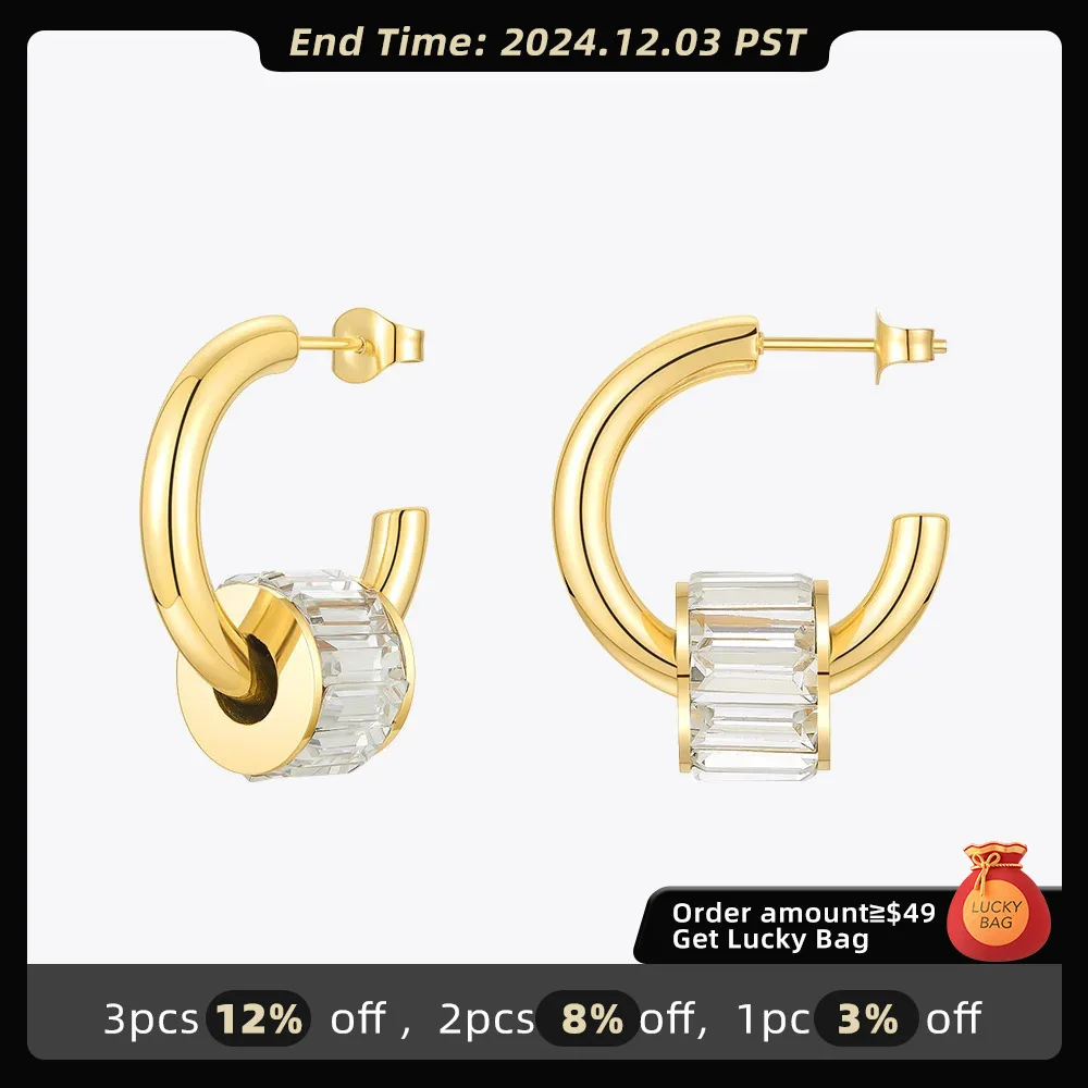 ENFASHION Piercing Zircon Earring For Women Gold Color Small Earrings 2021 Stainless Steel Fashion Jewelry Party Kolczyki E1220