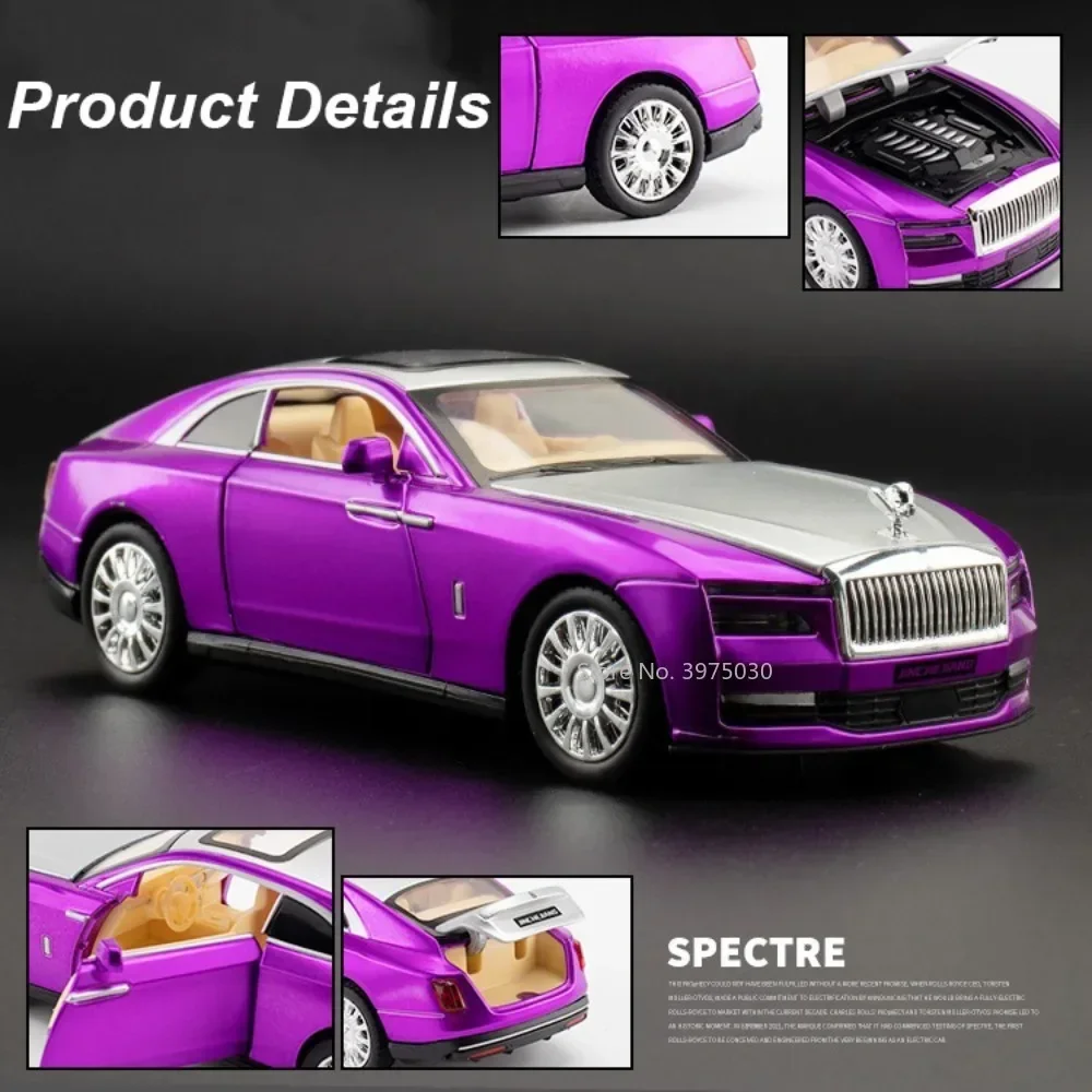 1:32 Rolls Royce Spectre Toys Miniature Cars Models Alloy Diecast with Pull Back Vehicles 4 Doors Opened Car Child Adult Gifts