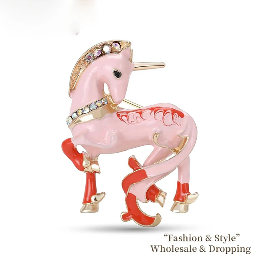 Exquisite Enamel Unicorn Brooches for Women Unisex Animal Pins 2-color Available Casual Party Accessories Gifts