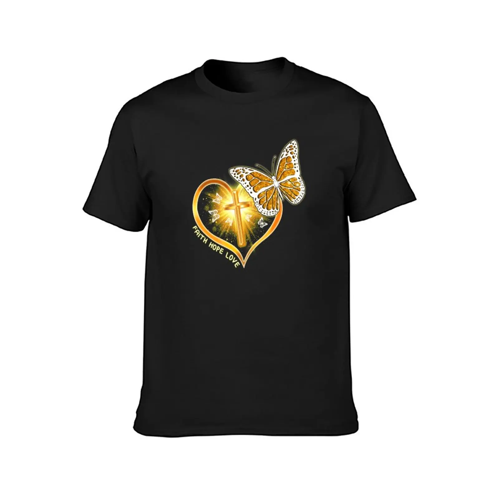 Faith Hope Love Heart Butterfly Christian Cross shirt T-Shirt plus sizes anime boys animal print for a boy t shirts for men