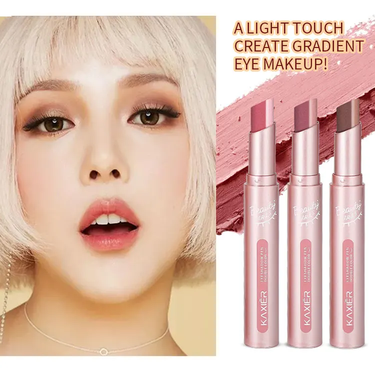 Smudge-Proof Shimmery Nude Eyeshadow Stick - Quick Application with Two Shades