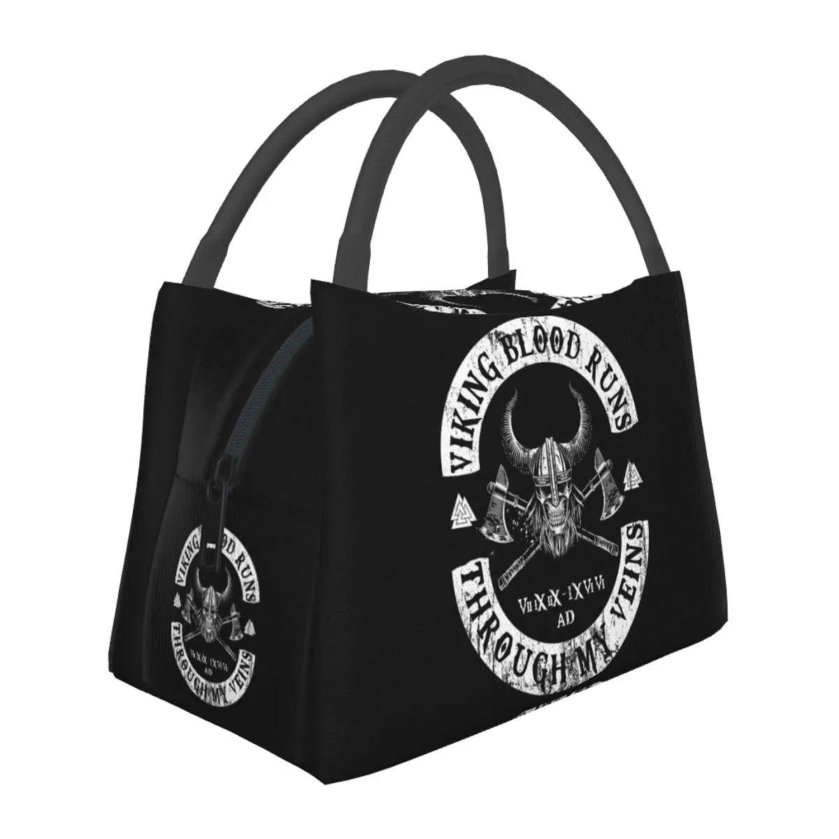 Viking Blood Runs Through My Veins Insulated Lunch Bag for Women Picnic Storage Food Boxes Portable Cooler Thermal Lunch Box
